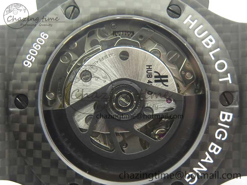 Popular Big Bang 44mm Full Carbon Fiber 3AF CF Dial Black Markers Hands on Black Rubber Strap HUB 6890