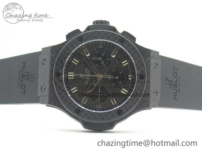 EyeCatching Big Bang 44mm Full Carbon Fiber 3AF CF Dial Silver Markers Hands Black Subdial on Rubber Strap HUB 6889