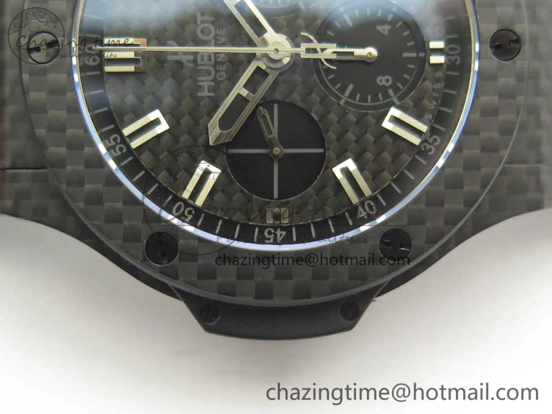 EyeCatching Big Bang 44mm Full Carbon Fiber 3AF CF Dial Silver Markers Hands Black Subdial on Rubber Strap HUB 6889