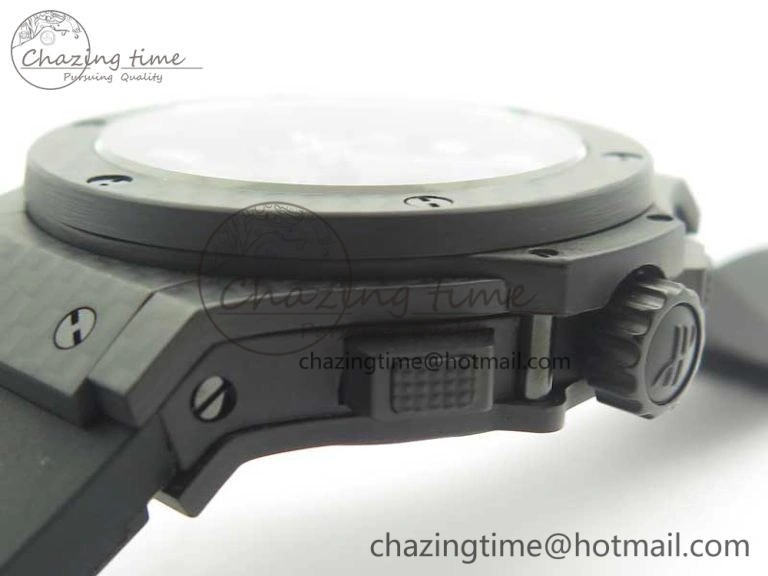 EyeCatching Big Bang 44mm Full Carbon Fiber 3AF CF Dial Silver Markers Hands Black Subdial on Rubber Strap HUB 6889