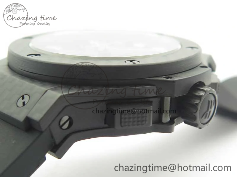 EyeCatching Big Bang 44mm Full Carbon Fiber 3AF CF Dial Silver Markers Hands Black Subdial on Rubber Strap HUB 6889