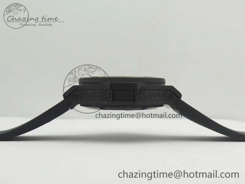 EyeCatching Big Bang 44mm Full Carbon Fiber 3AF CF Dial Silver Markers Hands Black Subdial on Rubber Strap HUB 6889