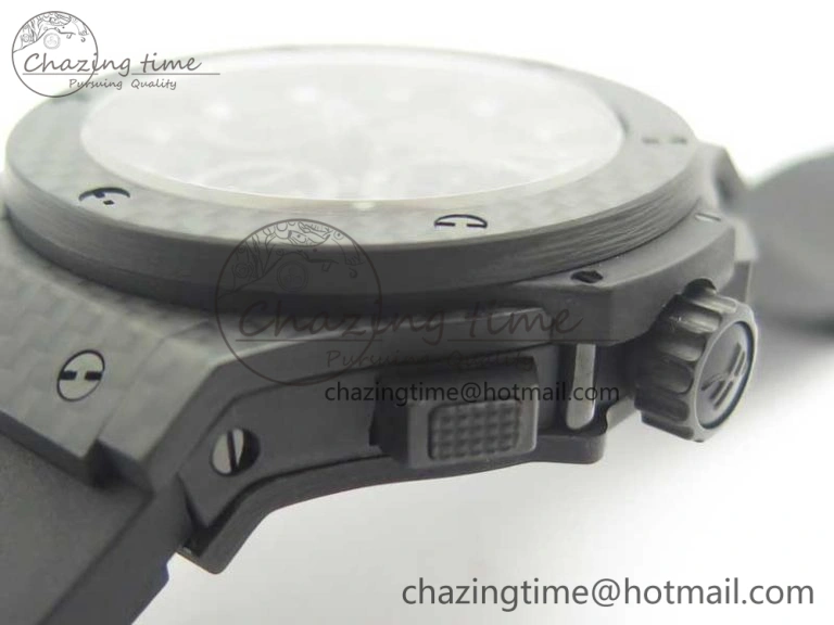 Big Bang 44mm Full Carbon Fiber 3AF Skeleton Dial Black Markers Hands on Black Rubber Strap HUB SmoothTexture 6892