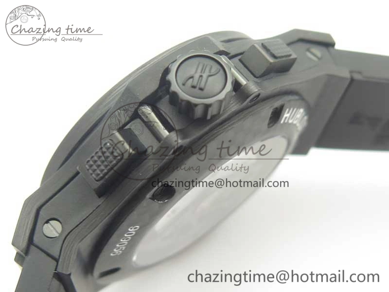 Big Bang 44mm Full Carbon Fiber 3AF Skeleton Dial Black Markers Hands on Black Rubber Strap HUB SmoothTexture 6892