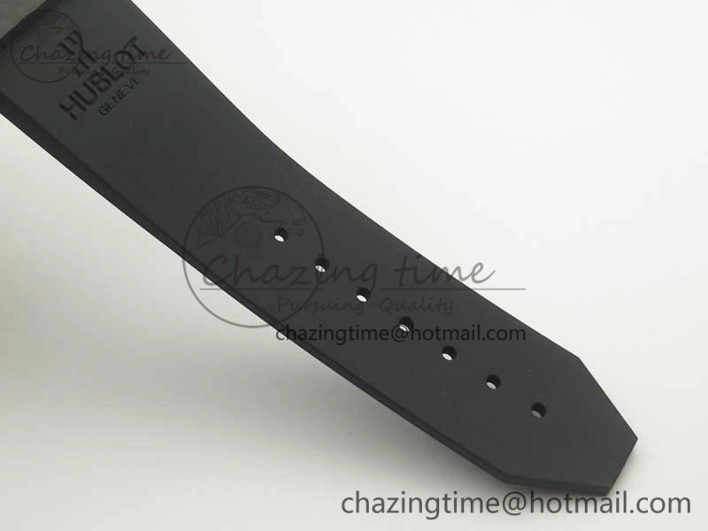 Big Bang 44mm Full Carbon Fiber 3AF Skeleton Dial Black Markers Hands on Black Rubber Strap HUB SmoothTexture 6892