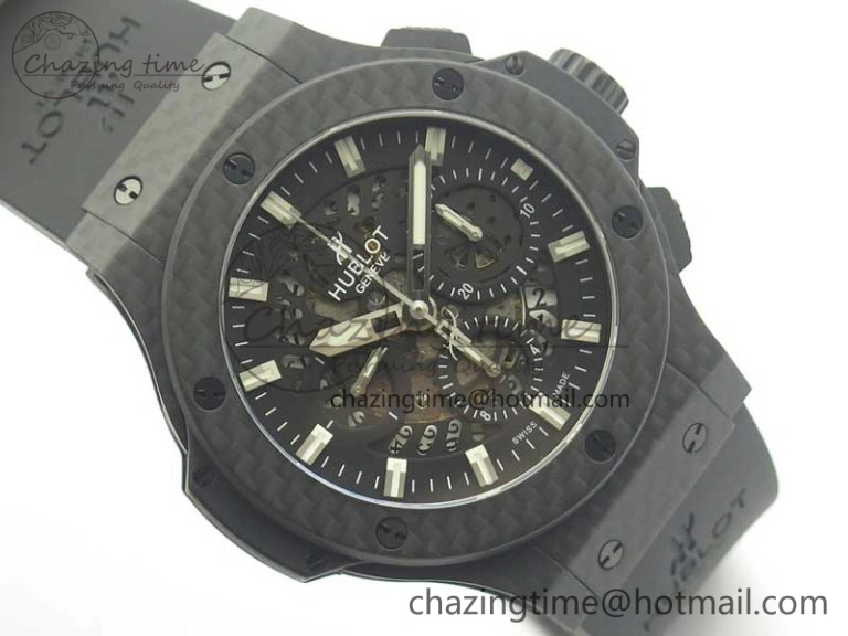 Big Bang 44mm Full Carbon Fiber 3AF Skeleton Dial on Black Rubber Strap HUB Sophisticated 6893