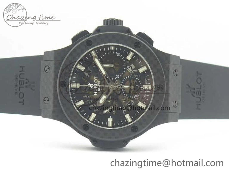 Big Bang 44mm Full Carbon Fiber 3AF Skeleton Dial on Black Rubber Strap HUB Sophisticated 6893