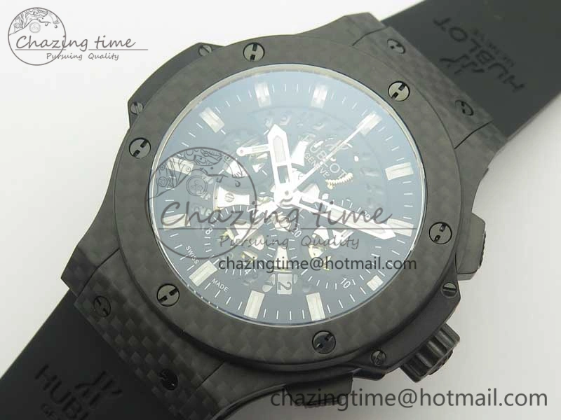 Big Bang 44mm Full Carbon Fiber 3AF Skeleton Dial on Black Rubber Strap HUB Sophisticated 6893