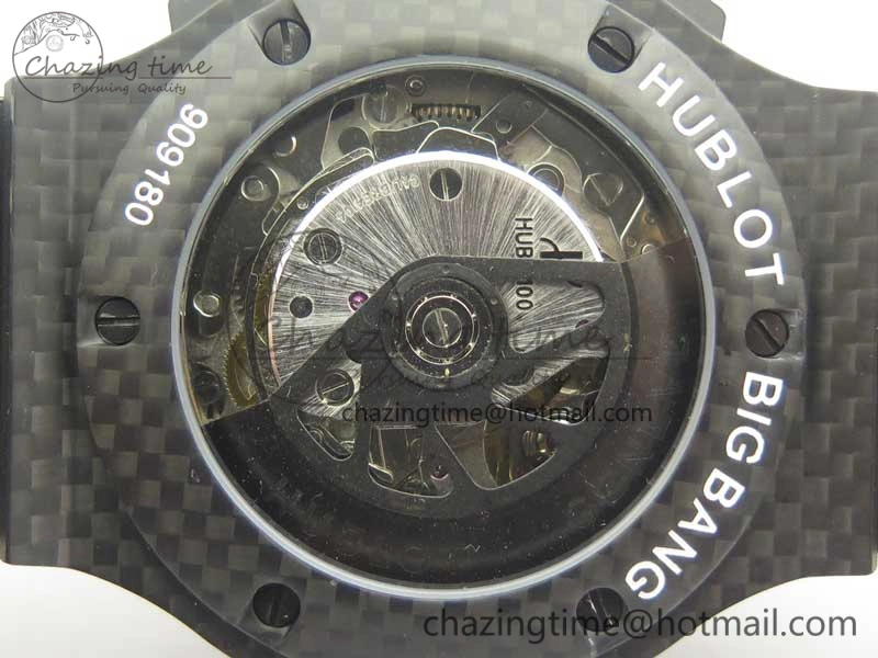 Big Bang 44mm Full Carbon Fiber 3AF Skeleton Dial on Black Rubber Strap HUB Sophisticated 6893