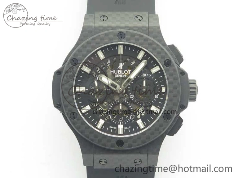 Big Bang 44mm Full Carbon Fiber 3AF Skeleton Dial on Black Rubber Strap HUB Sophisticated 6893