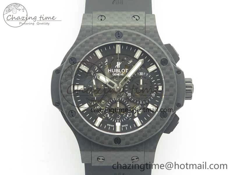 Big Bang 44mm Full Carbon Fiber 3AF Skeleton Dial on Black Rubber Strap HUB Sophisticated 6893