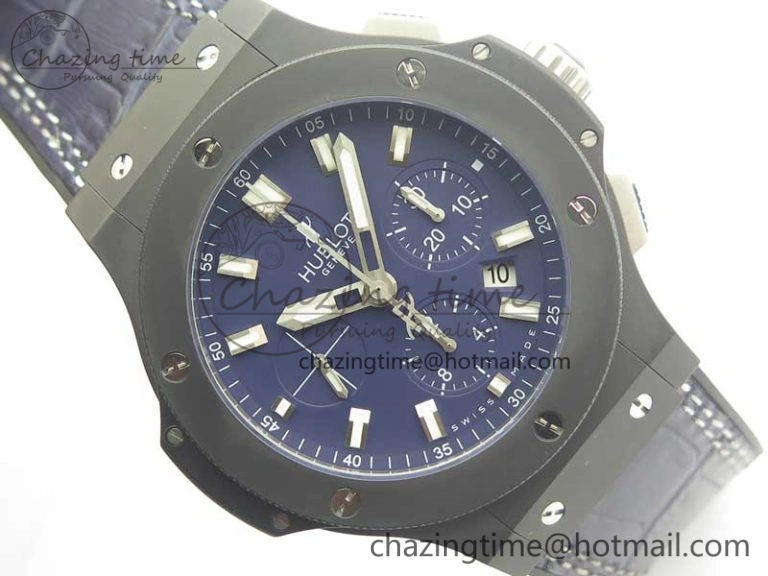 Big Bang 44mm Real Ceramic V6 1:1 Best Edition Blue Dial on Blue Gummy Strap HUB Packable 6857