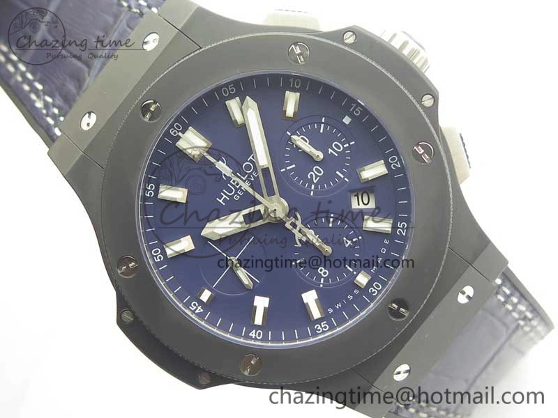 Big Bang 44mm Real Ceramic V6 1:1 Best Edition Blue Dial on Blue Gummy Strap HUB Packable 6857