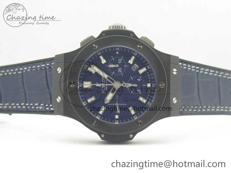 Big Bang 44mm Real Ceramic V6 1:1 Best Edition Blue Dial on Blue Gummy Strap HUB Packable 6857