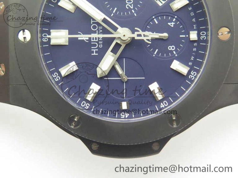 Big Bang 44mm Real Ceramic V6 1:1 Best Edition Blue Dial on Blue Gummy Strap HUB Packable 6857