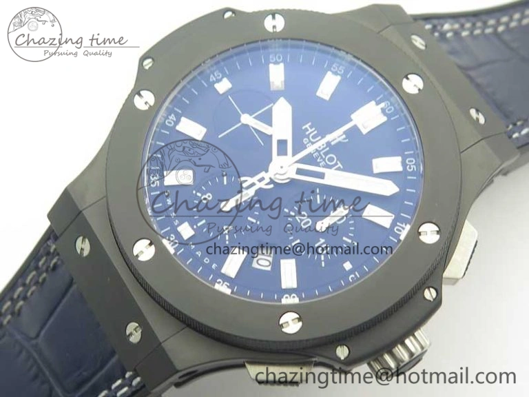Big Bang 44mm Real Ceramic V6 1:1 Best Edition Blue Dial on Blue Gummy Strap HUB Packable 6857