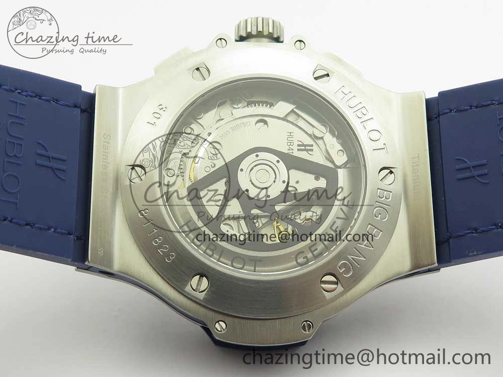 Big Bang 44mm SS V6F 1:1 Best Edition Blue Dial Diamonds Bezel on Blue Gummy Strap HUB AllSeason 6853