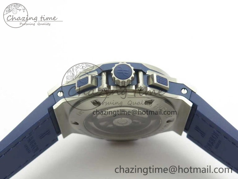 Big Bang 44mm SS V6F 1:1 Best Edition Blue Dial Diamonds Bezel on Blue Gummy Strap HUB AllSeason 6853