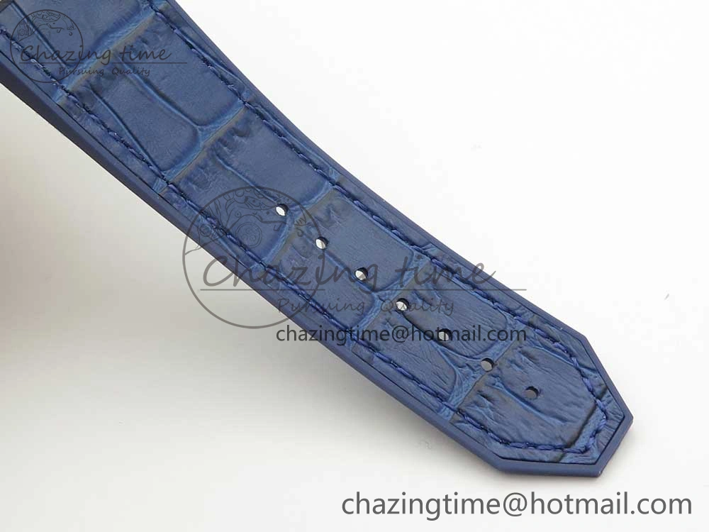 Big Bang 44mm SS V6F 1:1 Best Edition Blue Dial Diamonds Bezel on Blue Gummy Strap HUB AllSeason 6853
