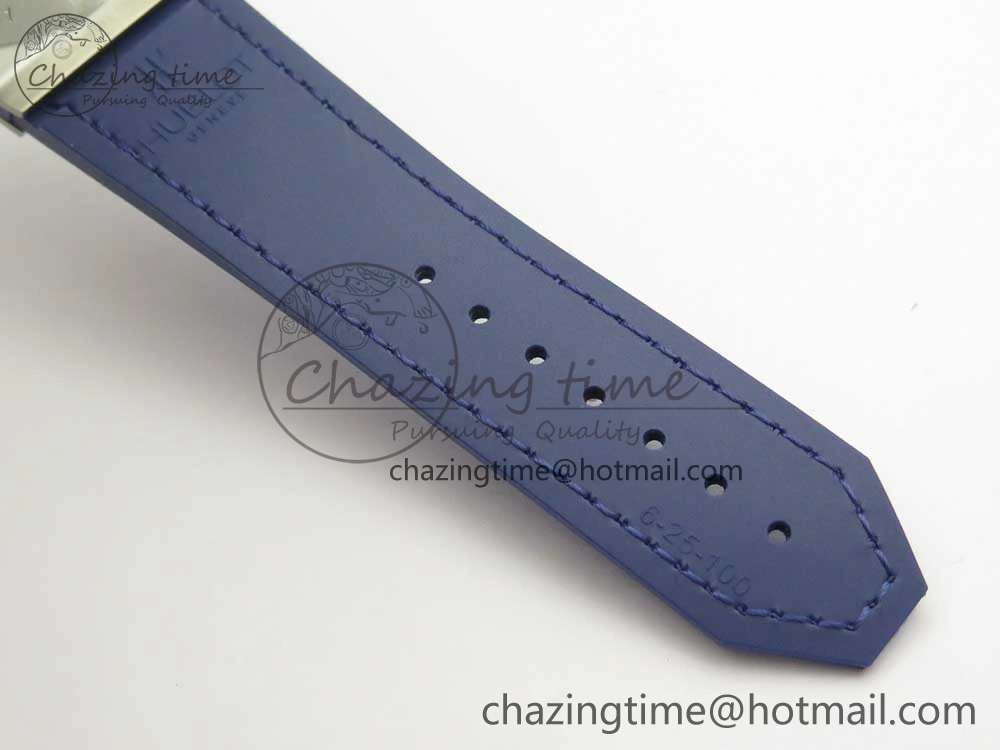 Big Bang 44mm SS V6F 1:1 Best Edition Blue Dial Diamonds Bezel on Blue Gummy Strap HUB AllSeason 6853