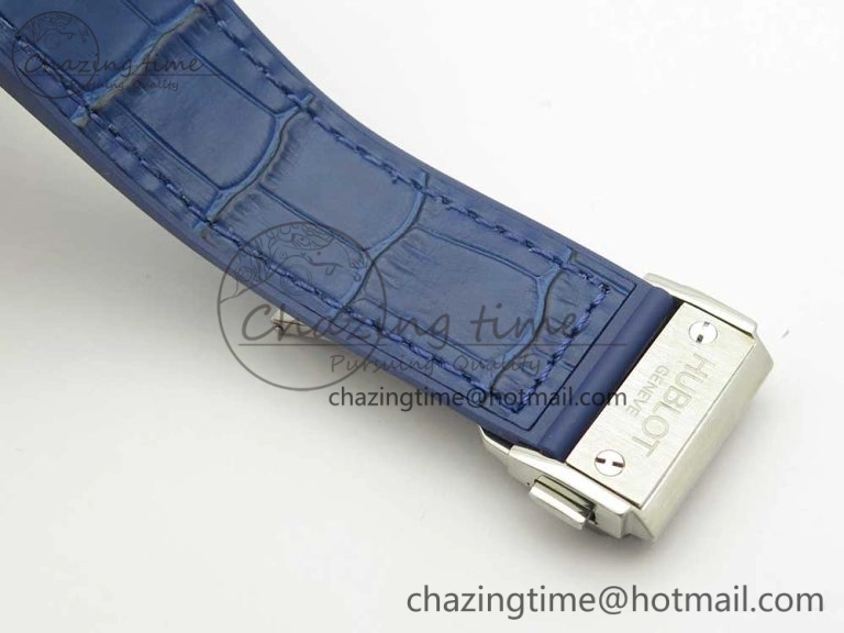 Big Bang 44mm SS V6F 1:1 Best Edition Blue Dial Diamonds Bezel on Blue Gummy Strap HUB AllSeason 6853