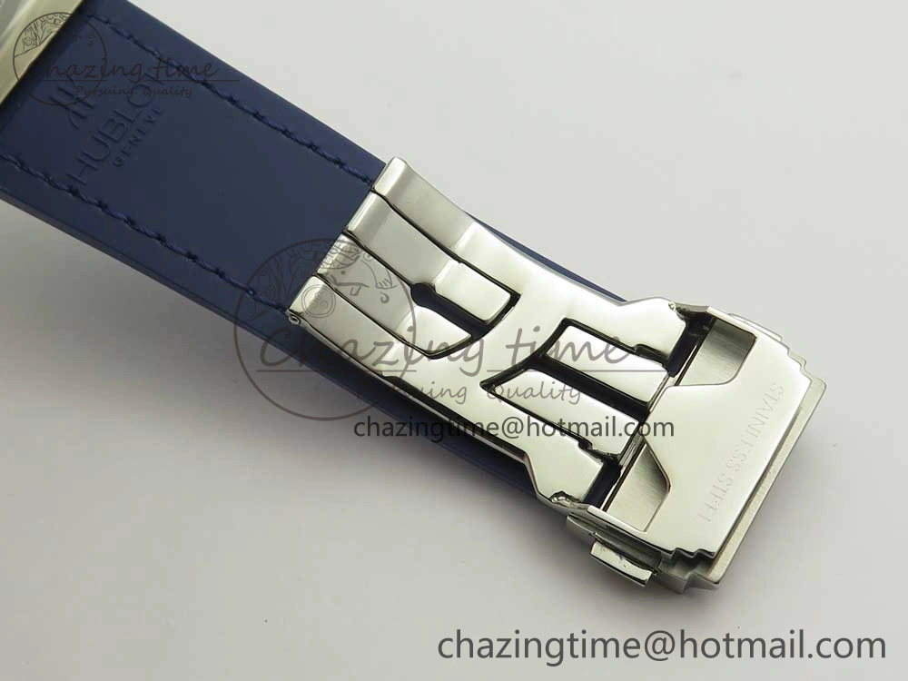 Big Bang 44mm SS V6F 1:1 Best Edition Blue Dial Diamonds Bezel on Blue Gummy Strap HUB AllSeason 6853