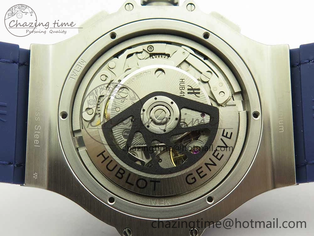 Big Bang 44mm SS V6F 1:1 Best Edition Blue Dial Diamonds Bezel on Blue Gummy Strap HUB AllSeason 6853