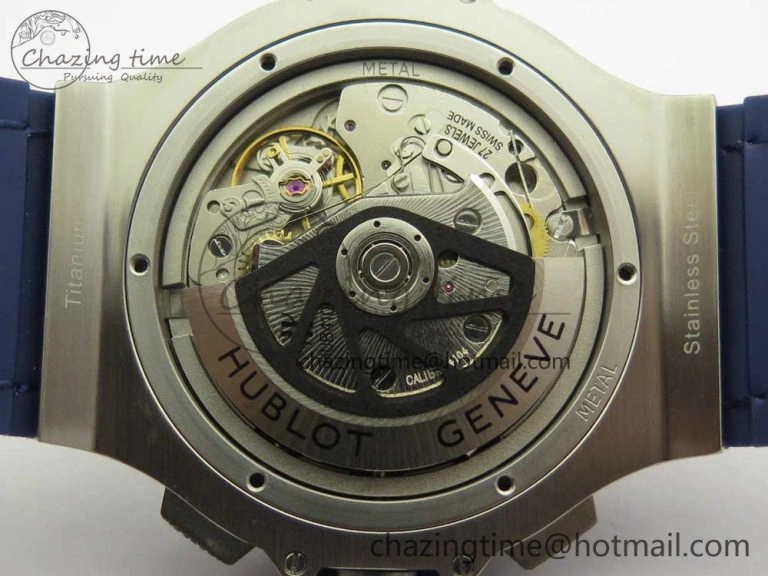 Stylish Big Bang 44mm SS V6F 1:1 Best Edition Blue Dial on Blue Gummy Strap HUB 6858