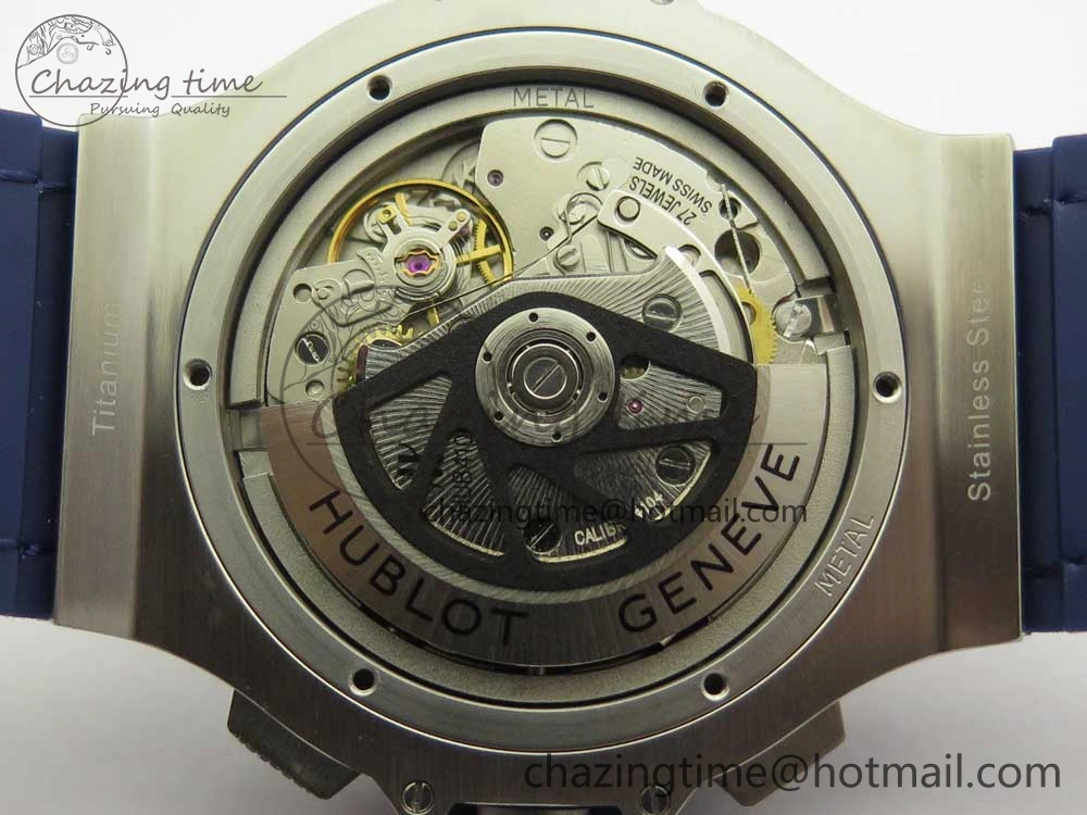 Stylish Big Bang 44mm SS V6F 1:1 Best Edition Blue Dial on Blue Gummy Strap HUB 6858