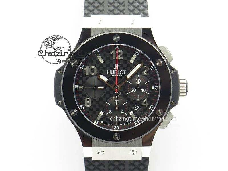 Big Bang Evolution 44mm SS Black Dial Ceramic Bezel On Black Rubber Strap HUB Stretchable 6958