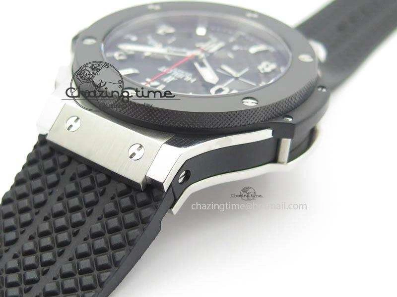 Big Bang Evolution 44mm SS Black Dial Ceramic Bezel On Black Rubber Strap HUB Stretchable 6958