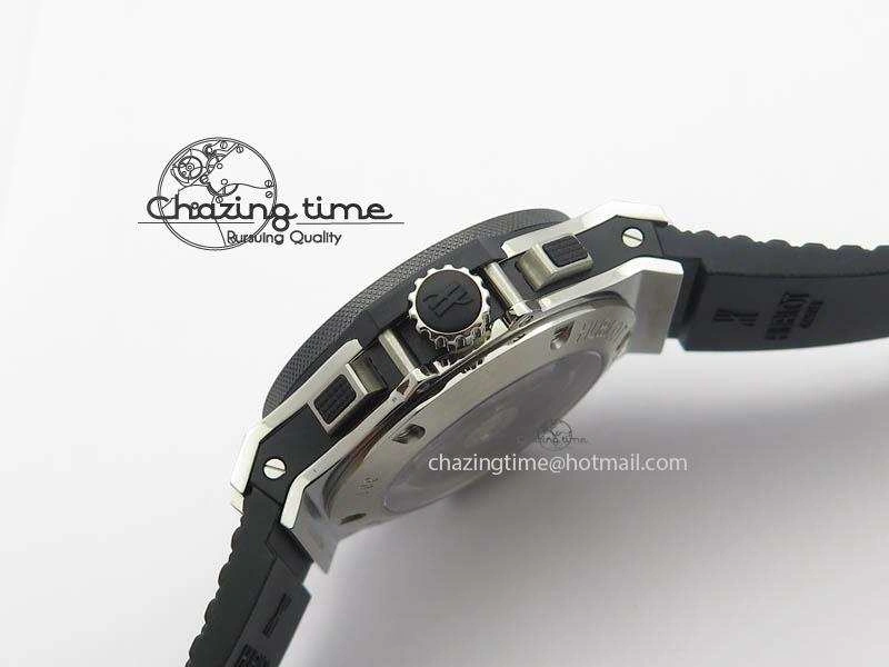 Big Bang Evolution 44mm SS Black Dial Ceramic Bezel On Black Rubber Strap HUB Stretchable 6958