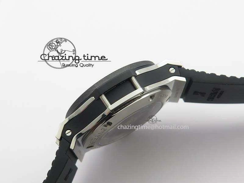 Big Bang Evolution 44mm SS Black Dial Ceramic Bezel On Black Rubber Strap HUB Stretchable 6958