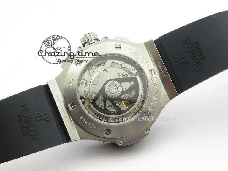 Big Bang Evolution 44mm SS Black Dial Ceramic Bezel On Black Rubber Strap HUB Stretchable 6958