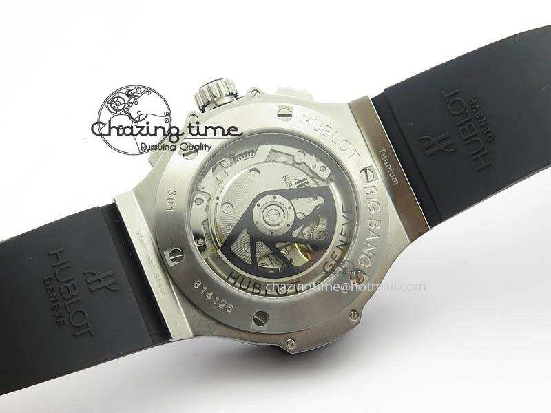 Big Bang Evolution 44mm SS Black Dial Ceramic Bezel On Black Rubber Strap HUB Stretchable 6958