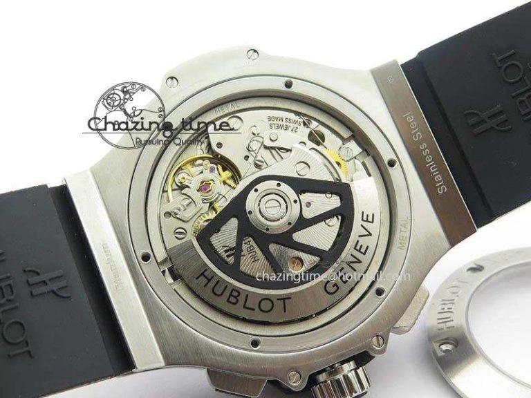 Big Bang Evolution 44mm SS Black Dial Ceramic Bezel On Black Rubber Strap HUB Stretchable 6958
