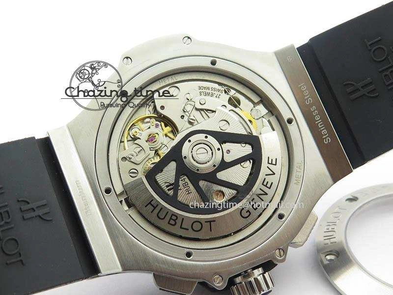 Big Bang Evolution 44mm SS Black Dial Ceramic Bezel On Black Rubber Strap HUB Stretchable 6958
