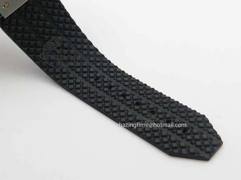 Big Bang Evolution 44mm SS Black Dial Ceramic Bezel On Black Rubber Strap HUB Stretchable 6958