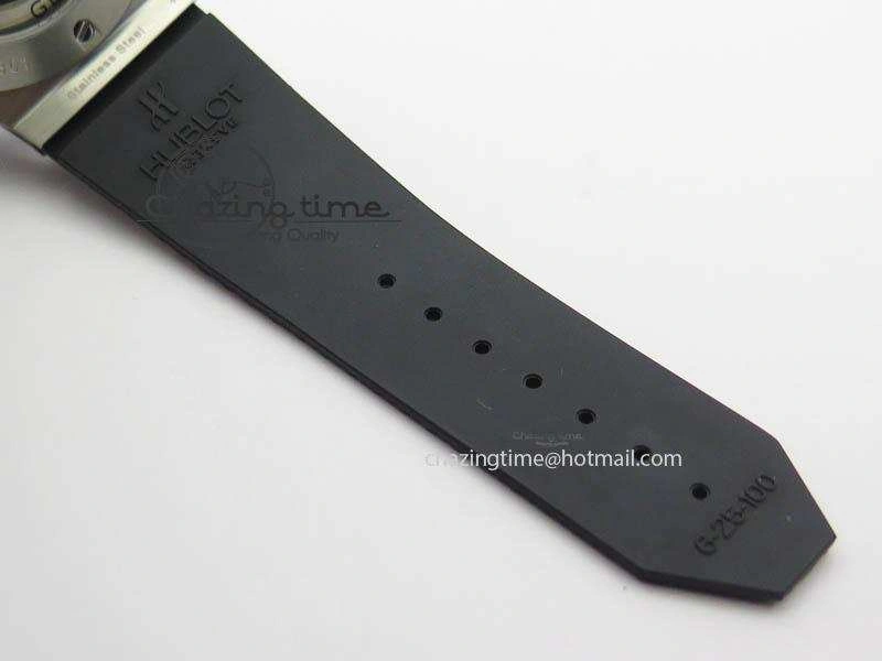 Big Bang Evolution 44mm SS Black Dial Ceramic Bezel On Black Rubber Strap HUB Stretchable 6958