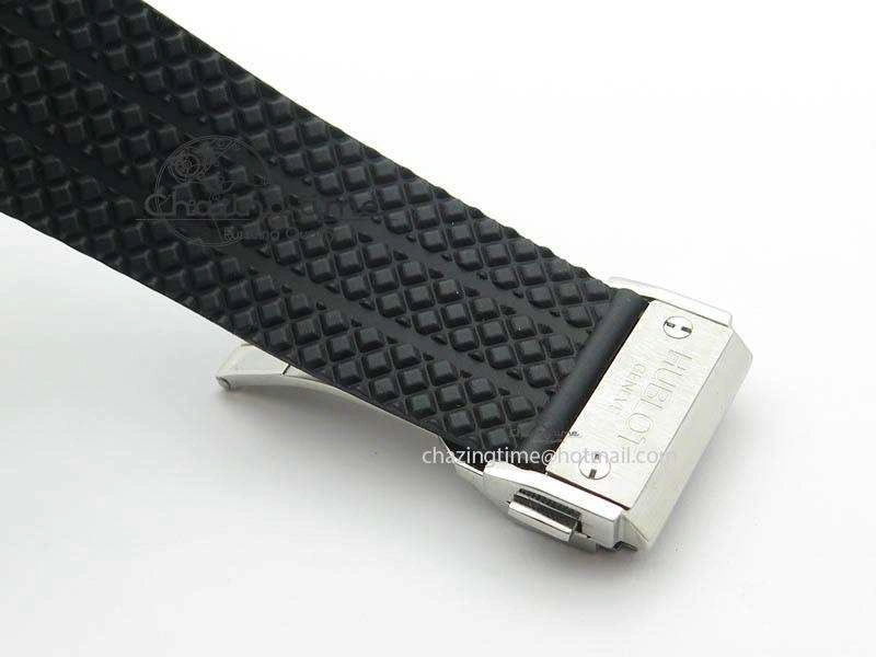 Big Bang Evolution 44mm SS Black Dial Ceramic Bezel On Black Rubber Strap HUB Stretchable 6958