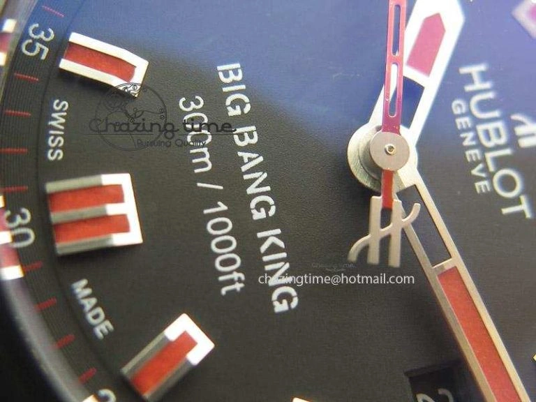 Fashionable Big Bang King 44mm Red Magic Black Dial On Black Rubber Strap A 6975