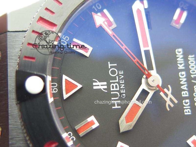 Fashionable Big Bang King 44mm Red Magic Black Dial On Black Rubber Strap A 6975