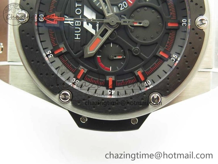 Unisex Big Bang King Power F1 SS Ceramic V6F 1:1 Best Edition Black Dial on Black Gummy Strap HUB 6856