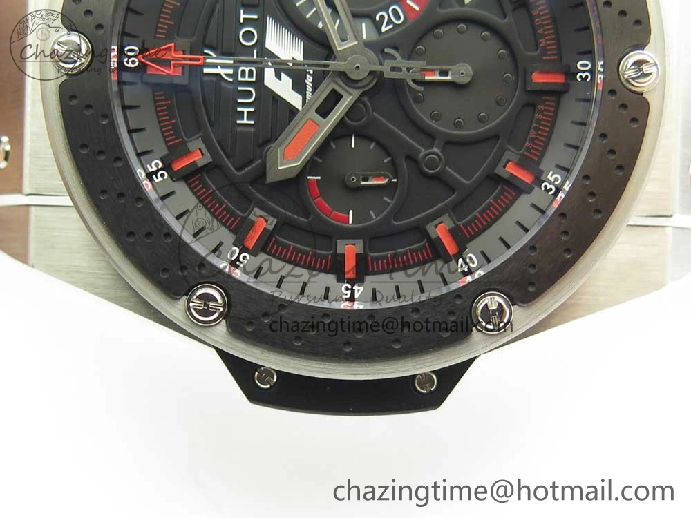 Unisex Big Bang King Power F1 SS Ceramic V6F 1:1 Best Edition Black Dial on Black Gummy Strap HUB 6856