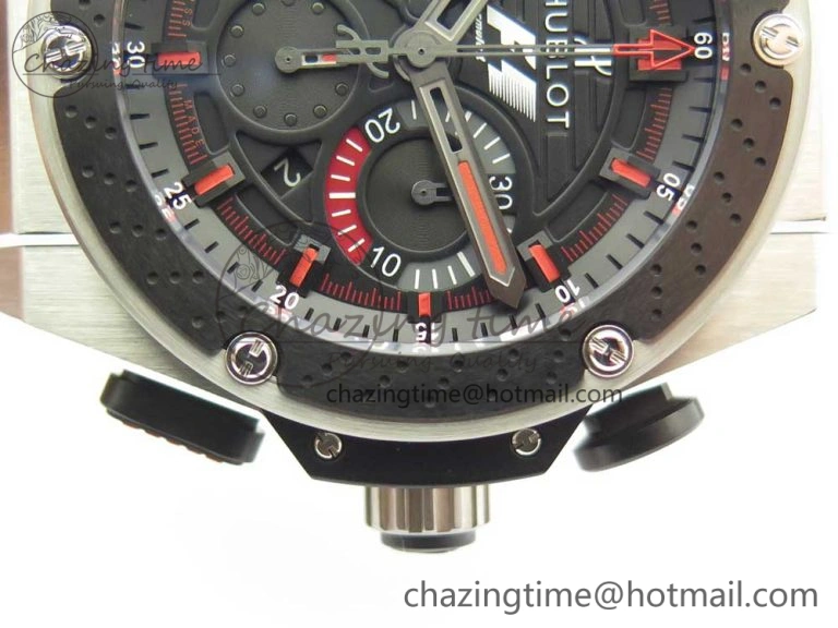 Unisex Big Bang King Power F1 SS Ceramic V6F 1:1 Best Edition Black Dial on Black Gummy Strap HUB 6856