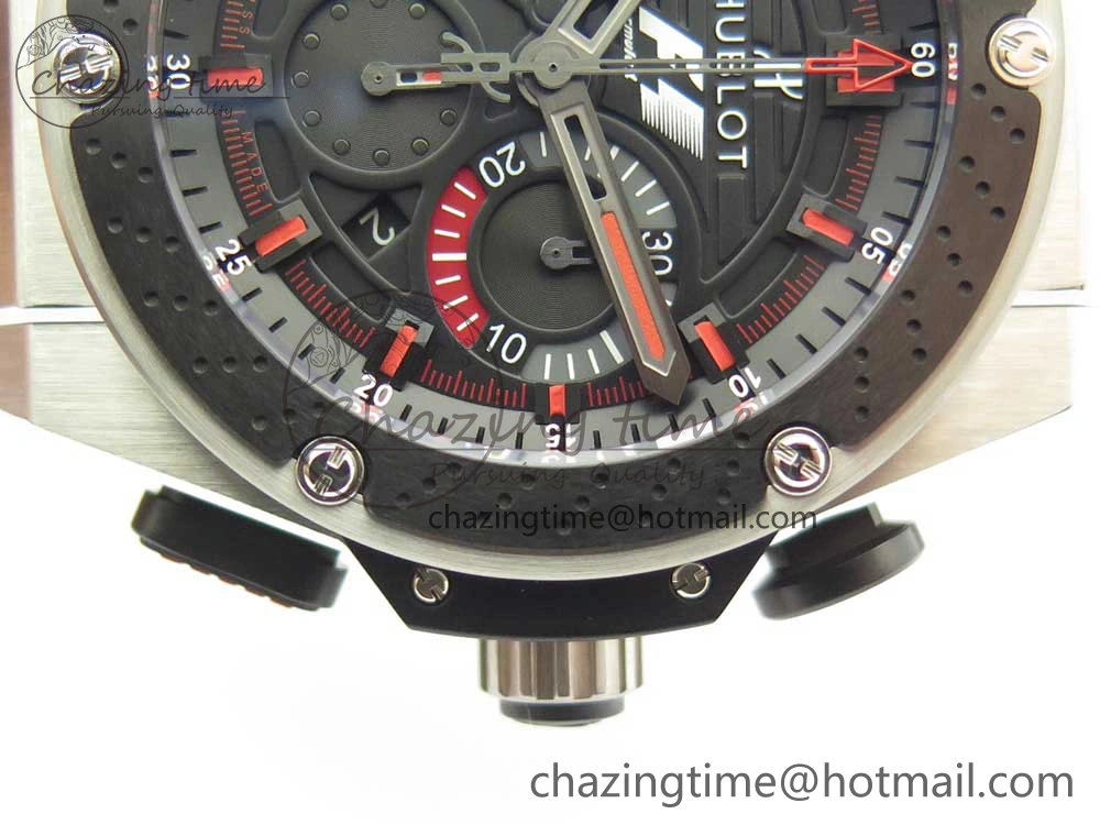 Unisex Big Bang King Power F1 SS Ceramic V6F 1:1 Best Edition Black Dial on Black Gummy Strap HUB 6856