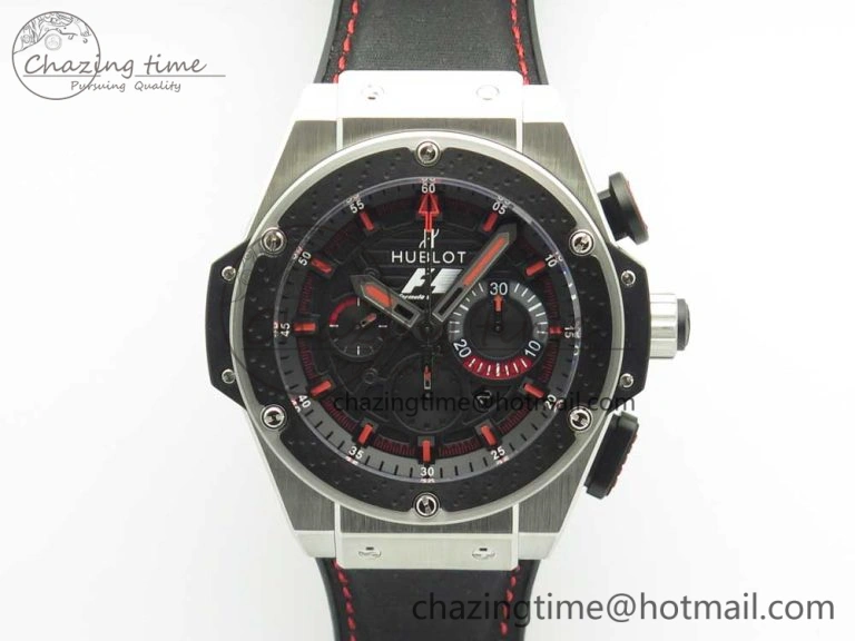 Unisex Big Bang King Power F1 SS Ceramic V6F 1:1 Best Edition Black Dial on Black Gummy Strap HUB 6856