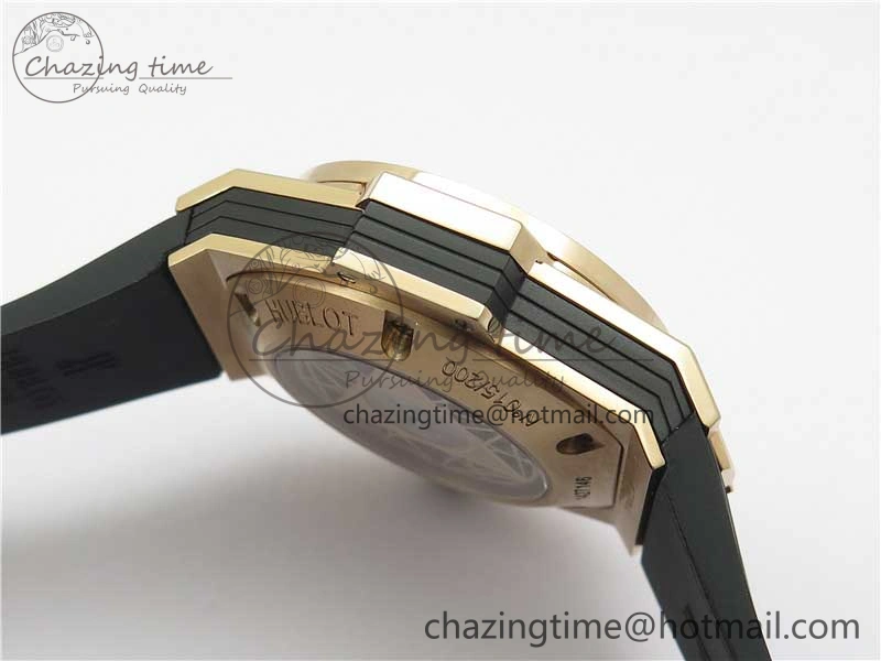 Bold Big Bang Sang Bleu Chrono RG B50 Black Skeletonal Dial On Rubber Strap Asian 6793