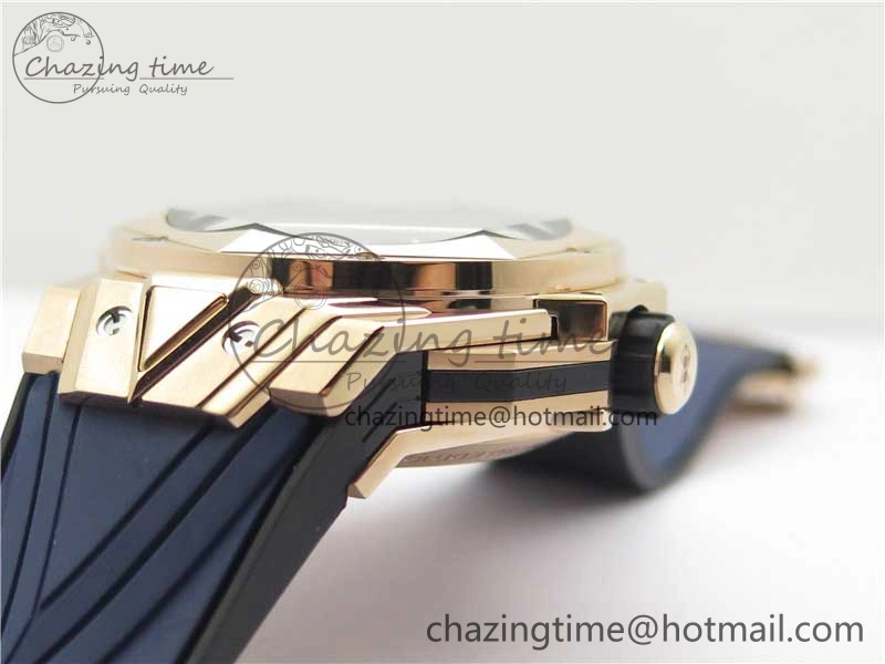 Big Bang Sang Bleu Chrono RG B50 Blue Skeletonal Dial On Rubber Strap Asian TopPick 6794