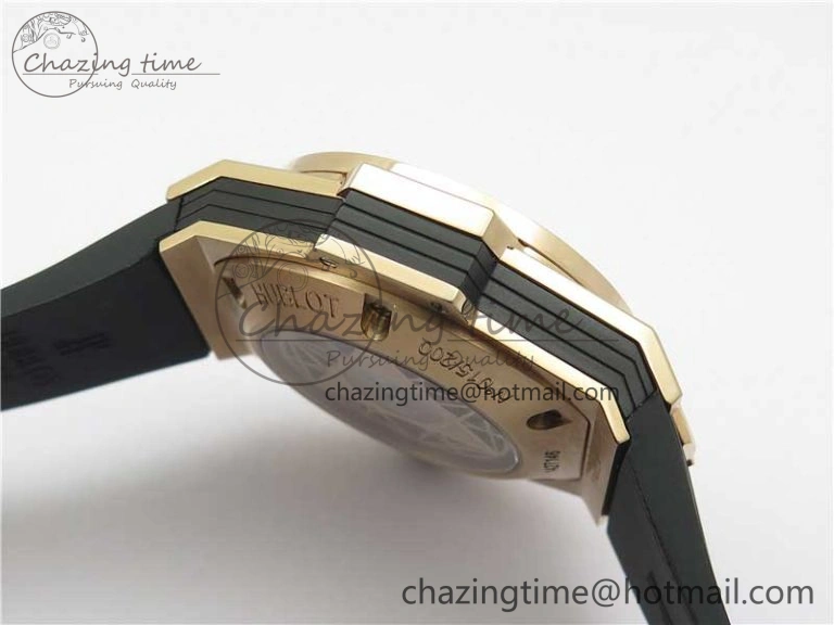 Versatile Big Bang Sang Bleu Chrono RG B50 White Skeletonal Dial On Rubber Strap Asian 6796